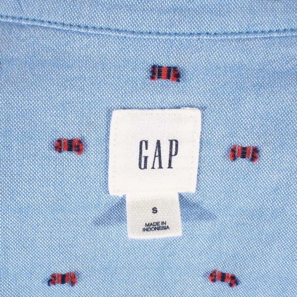 Gap  Womens Tunic Shirt Dress Size Small Oversized Long Sleeve Blue Red Flags - Picture 9 of 10